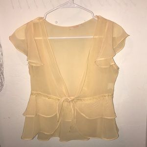Front wrap sheer yellow top